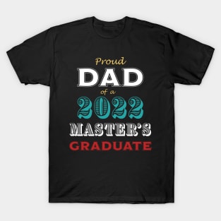 Graduation Proud Dad of a Master's Graduate Red Teal Yellow T-Shirt